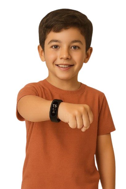 صورة طفل يرتدي سوار ذكي